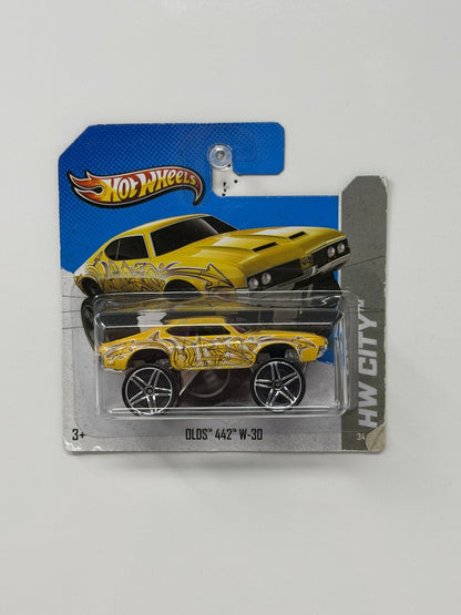 Hot Wheels HW City Olds 442 W-30 1:64 Diecast Yellow Short Card