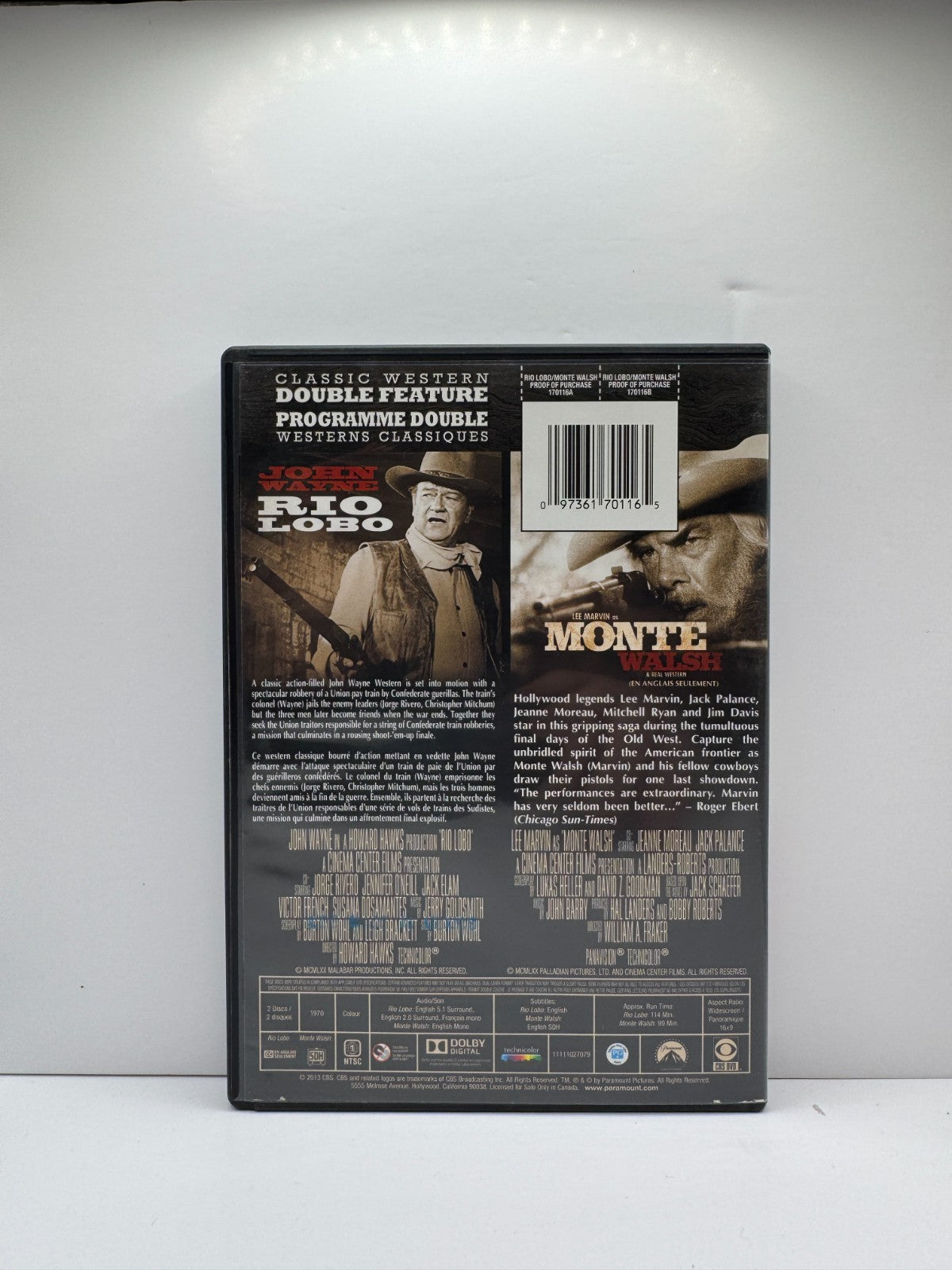 Classic Western Double Feature Rio Lobo / Monte Walsh (DVD) Movie Collection