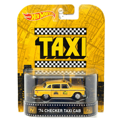 Hot Wheels Retro Entertainment Taxi 1974 Checker Taxi Cab 1:64 Diecast Yellow