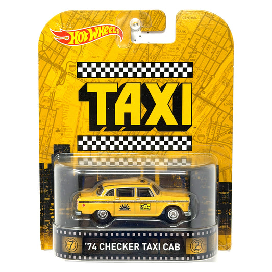 Hot Wheels Retro Entertainment Taxi 1974 Checker Taxi Cab 1:64 Diecast Yellow
