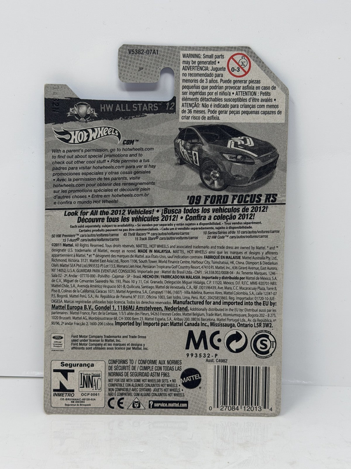 Hot Wheels Super Treasure Hunt 2009 Ford Focus RS HW All Stars 1:64 Diecast STH