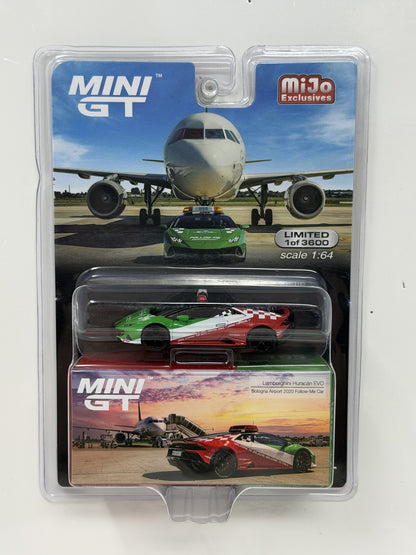 Mini GT MiJo Lamborghini Huracan EVO Bologna Airport 2020 Follow-Me 1:64 Diecast