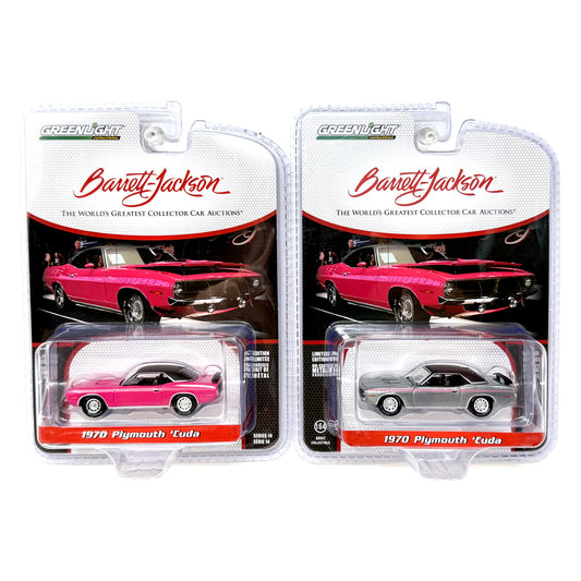 GreenLight Barrett-Jackson 1970 Plymouth Cuda RAW CHASE & Regular 1:64 Diecast