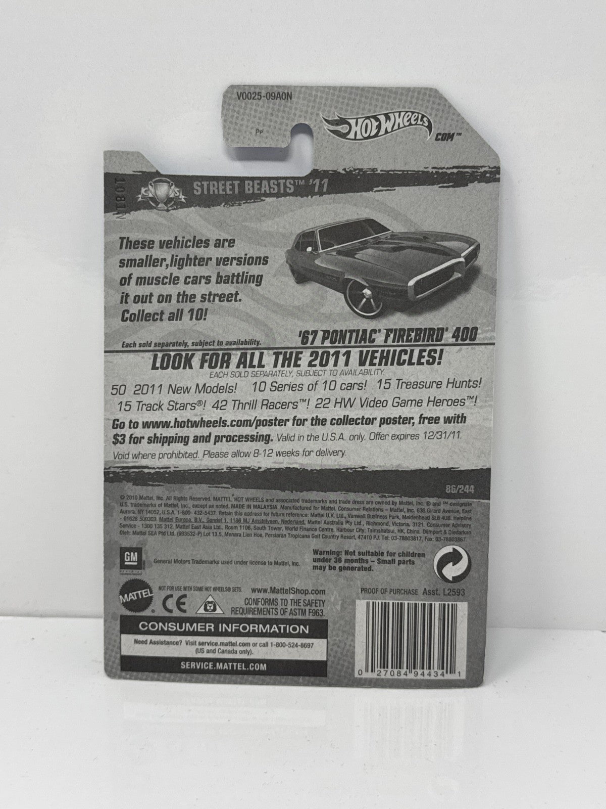 Hot Wheels Street Beasts 1967 Pontiac Firebird 400 1:64 Diecast Factory Sealed