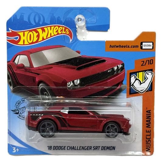 Hot Wheels Muscle Mania 2018 Dodge Challenger SRT Demon 1:64 Diecast Short Card