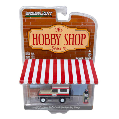 Greenlight The Hobby Shop 1967 Nissan Patrol with Vintage Gas Pump 1:64 Diecast