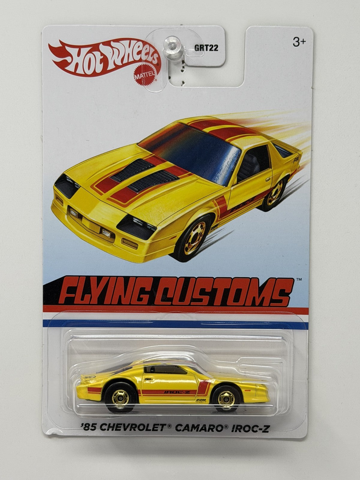 Hot Wheels Flying Customs 1985 Chevrolet Camaro IROC-Z 1:64 Diecast Yellow