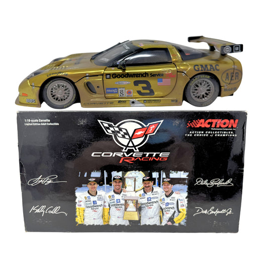 Action Racing #3 Dale Earnhardt GM 2001 Corvette C5R RACED VERSION 1:18 Diecast