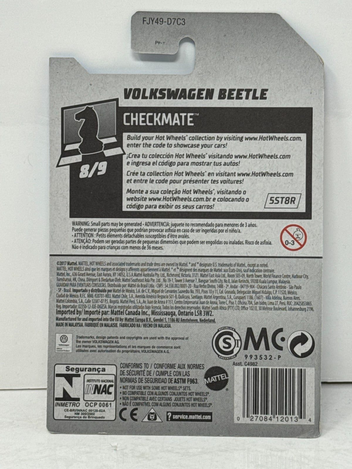 Hot Wheels Checkmate Volkswagen Beetle 1:64 Diecast