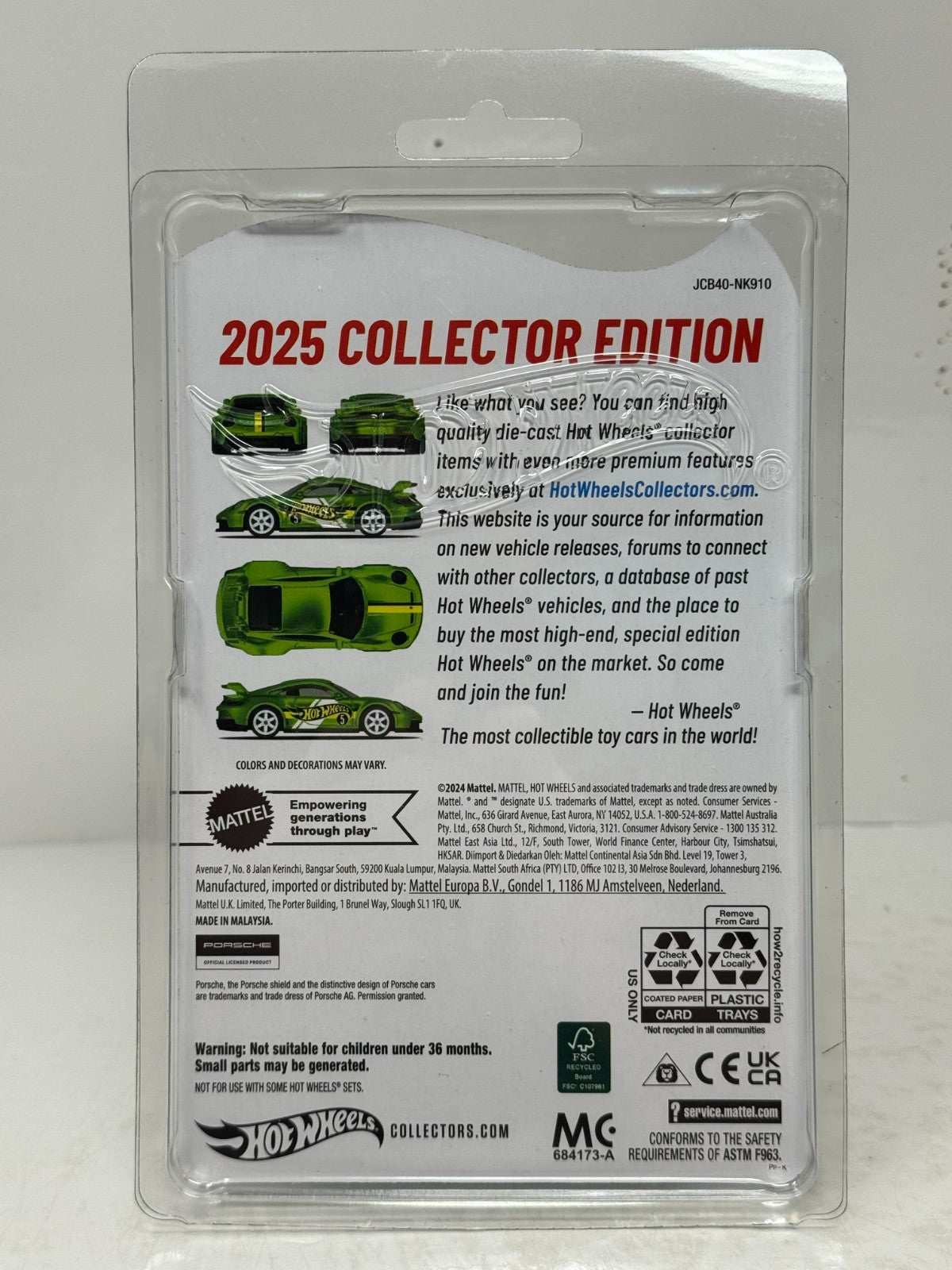 Hot Wheels 2025 Collector Edition! Porsche 911 GT3 1:64 Diecast Target Mail In