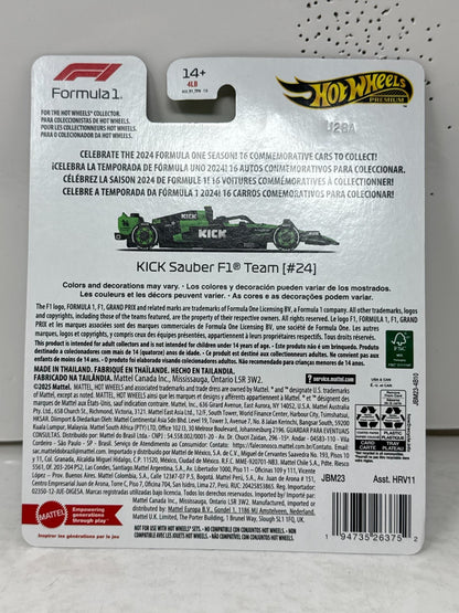 Hot Wheels Premium Formula One KICK Sauber F1 Team #24 1:64 Diecast