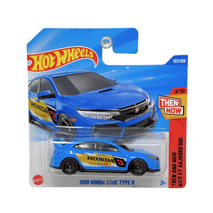 Hot Wheels Then and Now 2018 Honda Civic Type R 1:64 Diecast Blue Short Card