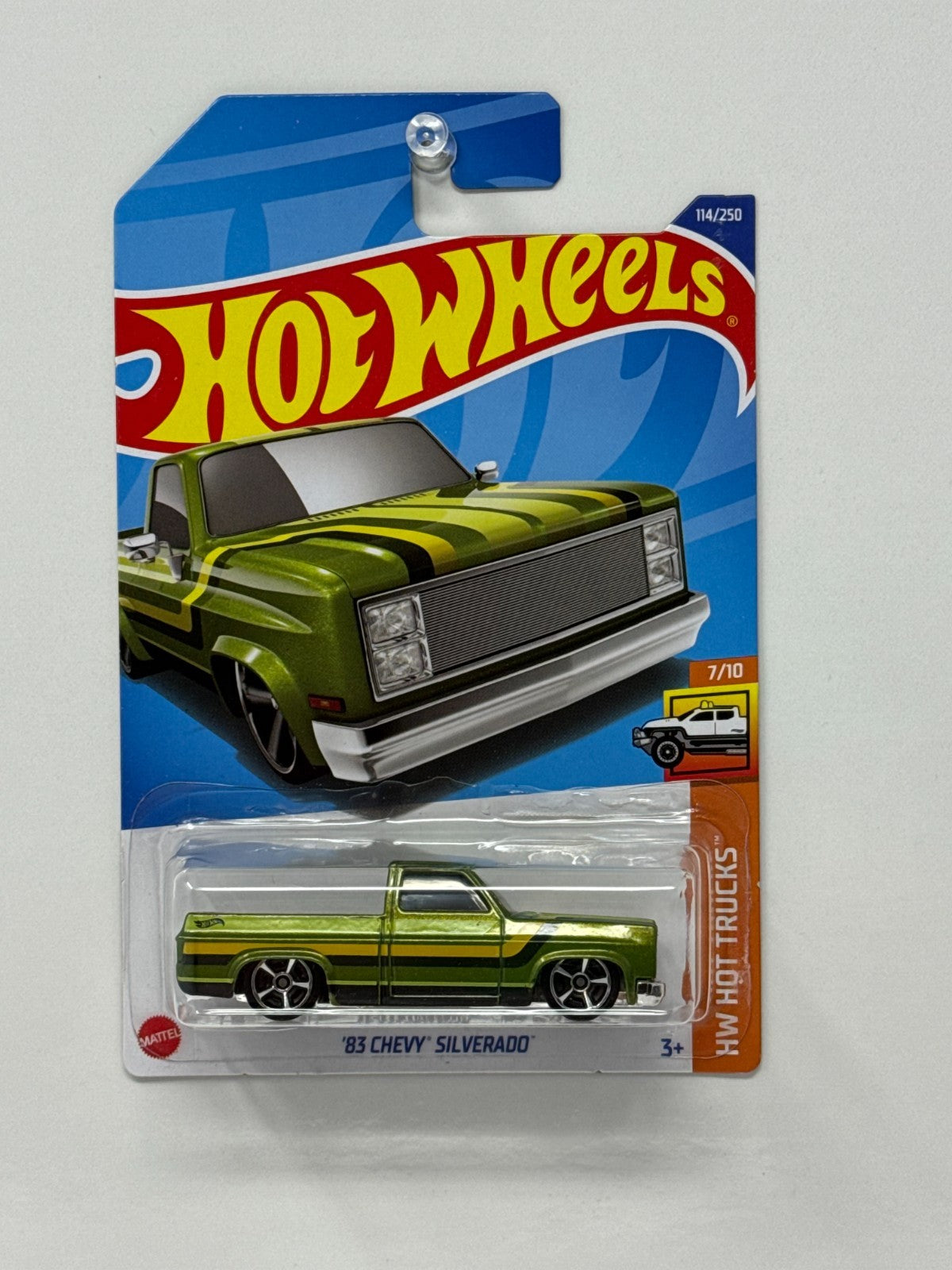 Hot Wheels HW Hot Trucks 1983 Chevy Silverado Green Black Stripe 1:64 Diecast