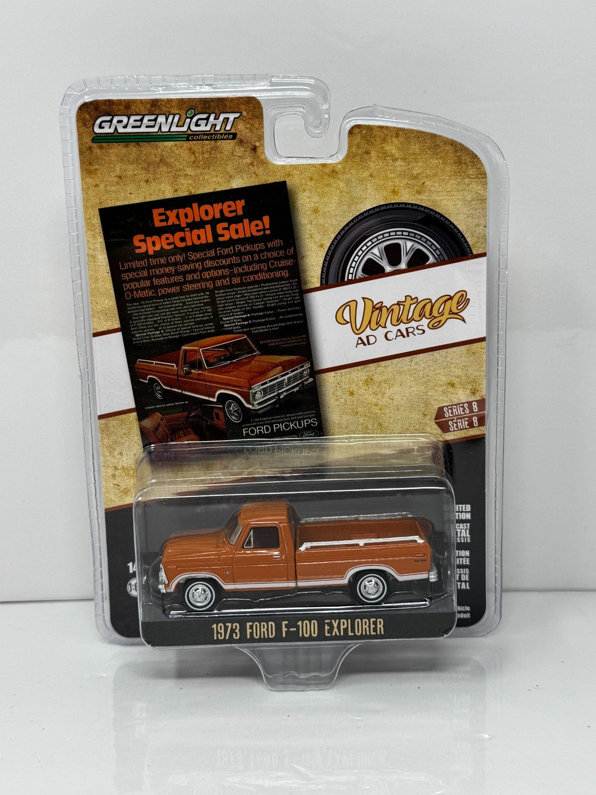 Greenlight Vintage Ad Cars 1973 Ford F-100 Explorer 1:64 Diecast
