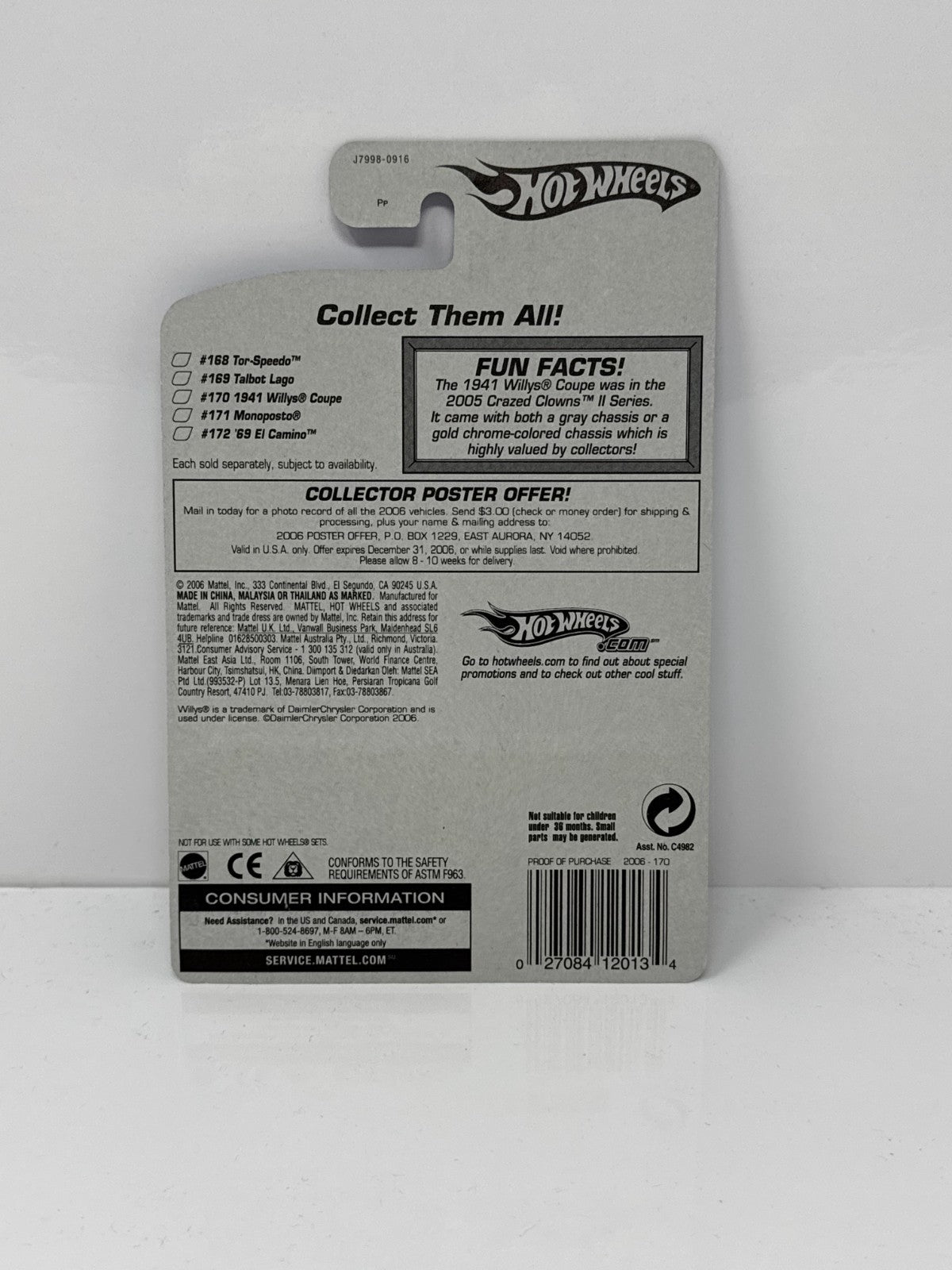 Hot Wheels 1941 Willys Coupe 1:64 Diecast Factory Sealed