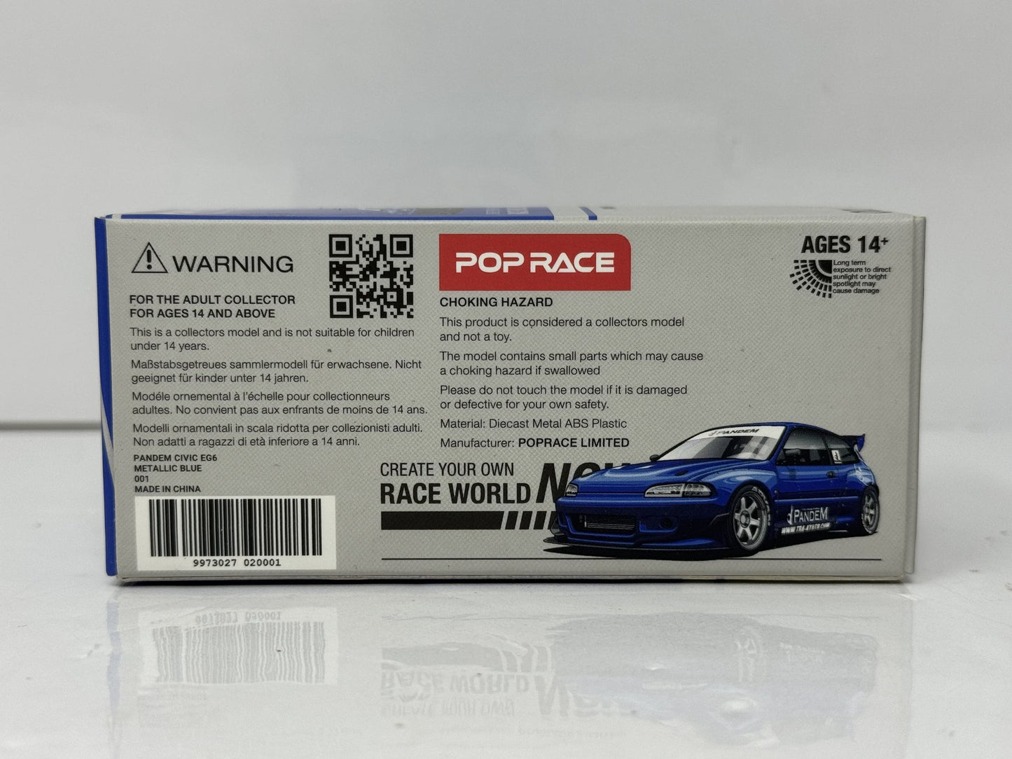 POP RACE Honda Civic EG6 Pandem 1:64 Diecast Blue