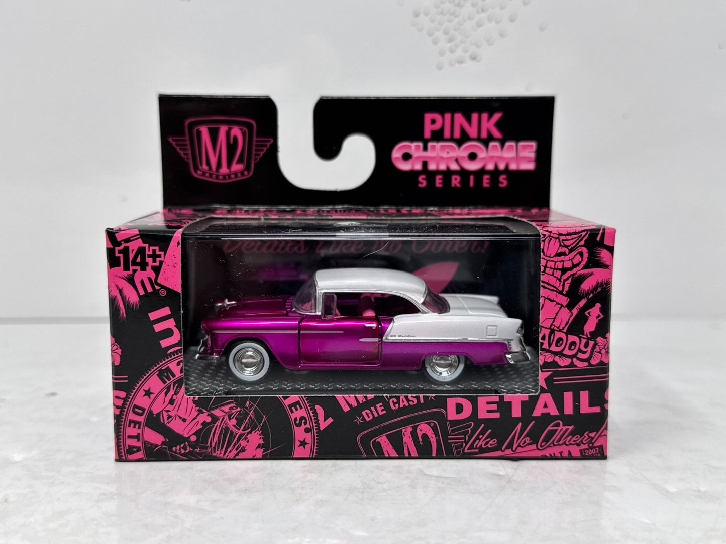 M2 Machines Pink Chrome Series 1955 Chevrolet Bel Air 1:64 Diecast