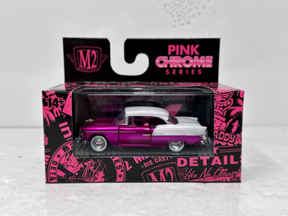 M2 Machines Pink Chrome Series 1955 Chevrolet Bel Air 1:64 Diecast