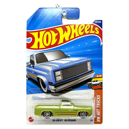 Hot Wheels Hot Trucks 1983 Chevy Silverado 1:64 Diecast Green Custom Real Riders