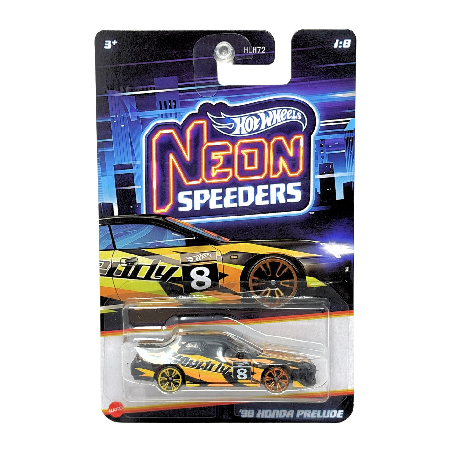 Hot Wheels Neon Speeders 1998 Honda Prelude 1:64 Diecast Black Orange