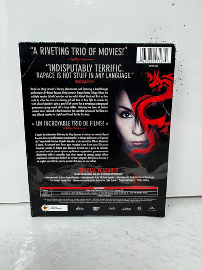Stieg Larsson's Dragon Tattoo Trilogy (Blu-ray) Noomi Rapace Thriller Good Shape