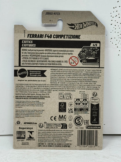 Hot Wheels Ferrari F40 Competizione Exotics 1:64 Diecast