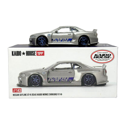 Kaido House Mini GT Nissan Skyline GT-R (R34) Kaido Works Shinjuku 1:64 Diecast