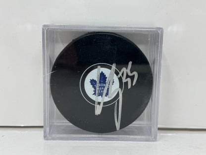 Curtis McElhinney Toronto Maple Leafs Signed NHL Autograph Puck Silver Auto V2
