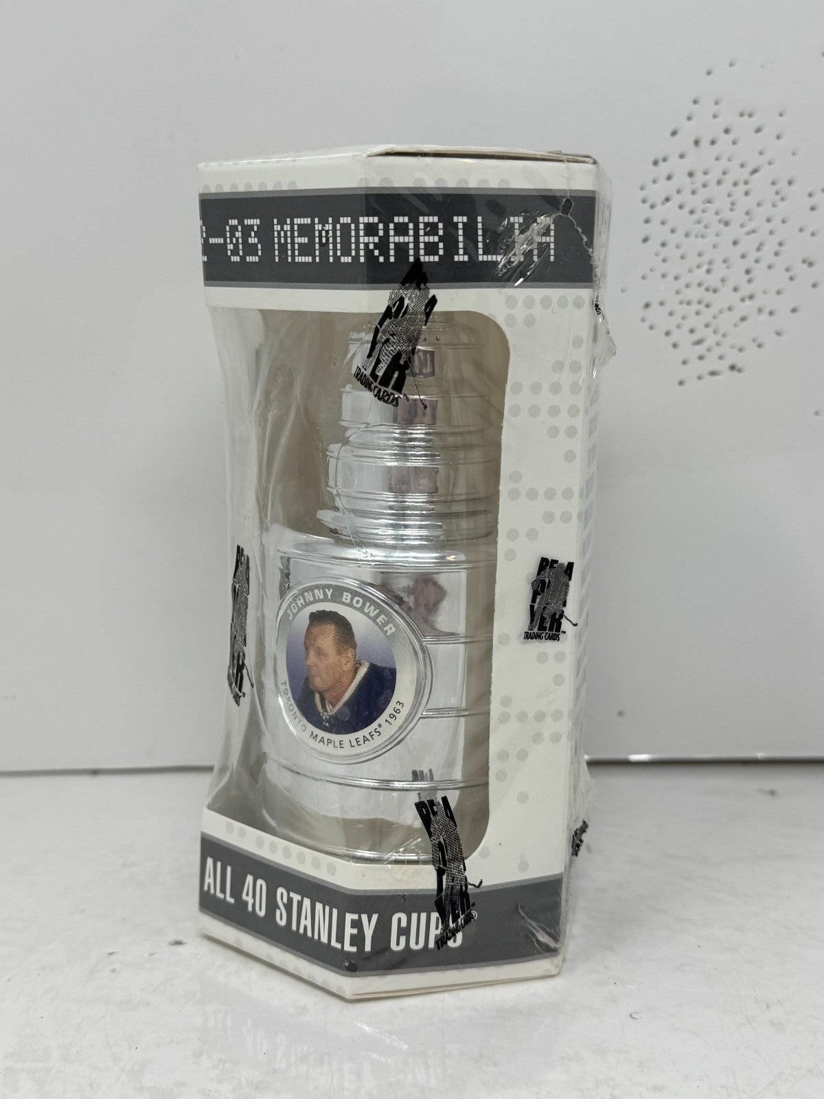 2002-03 ITG Memorabilia Stanley Cup Mini Trophy Johnny Bower Toronto Maple Leafs