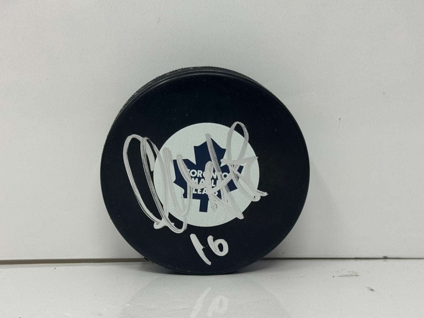 Clarke MacArthur Toronto Maple Leafs Signed NHL Autograph Puck Silver Auto