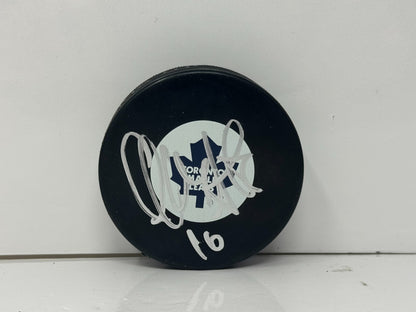 Clarke MacArthur Toronto Maple Leafs Signed NHL Autograph Puck Silver Auto