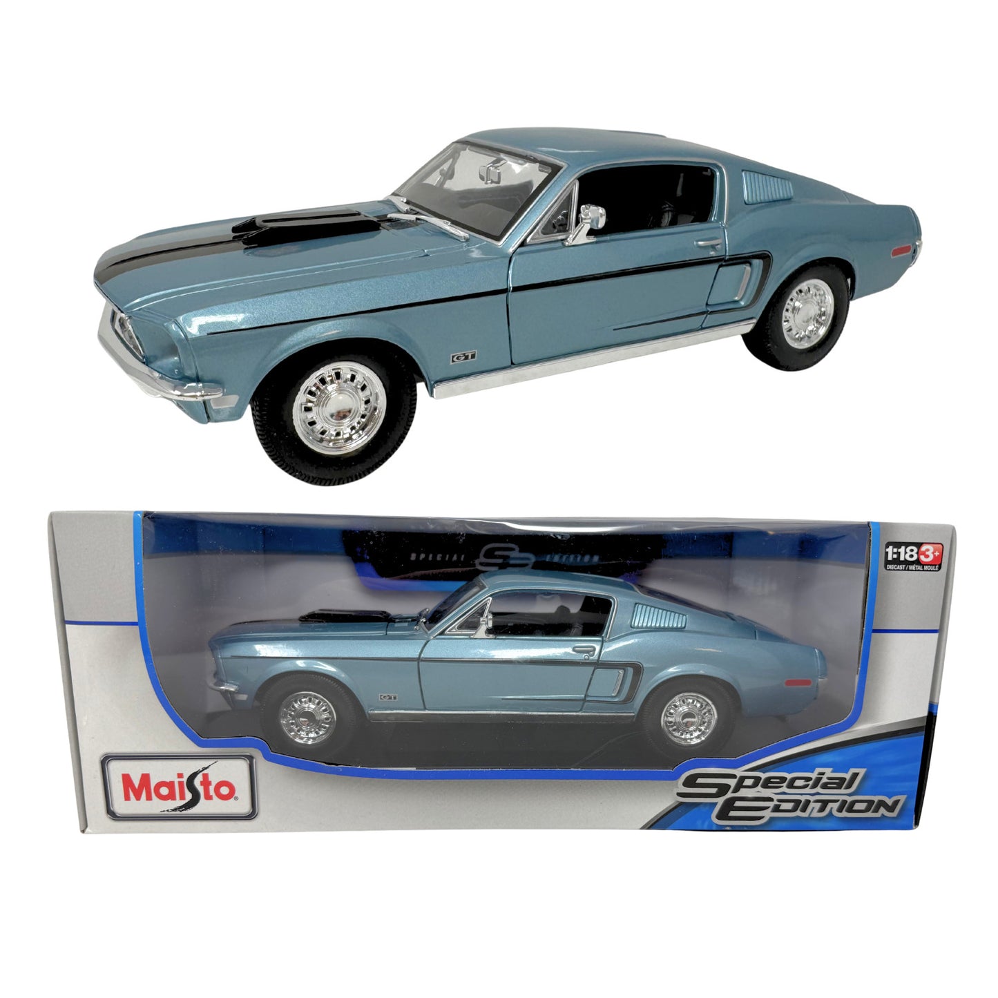 Maisto 1968 Ford Mustang GT Cobra Jet 1:18 Diecast Special Edition