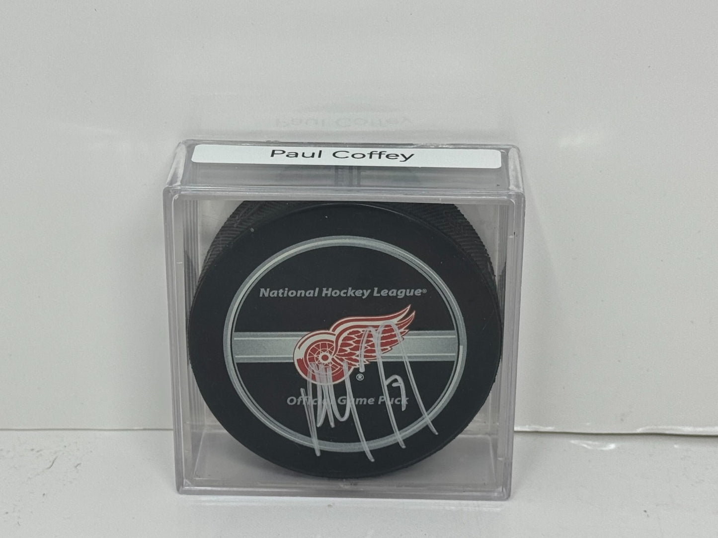 Paul Coffey Detroit Red Wings Signed NHL Autograph Puck Silver Auto