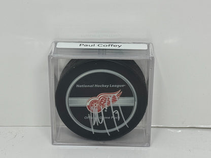 Paul Coffey Detroit Red Wings Signed NHL Autograph Puck Silver Auto