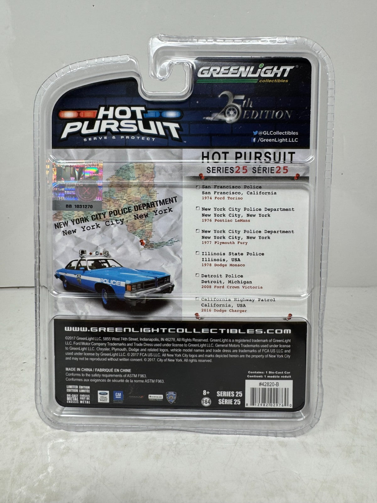 Greenlight Hot Pursuit 1976 Pontiac LeMans NYPD 1:64 Diecast