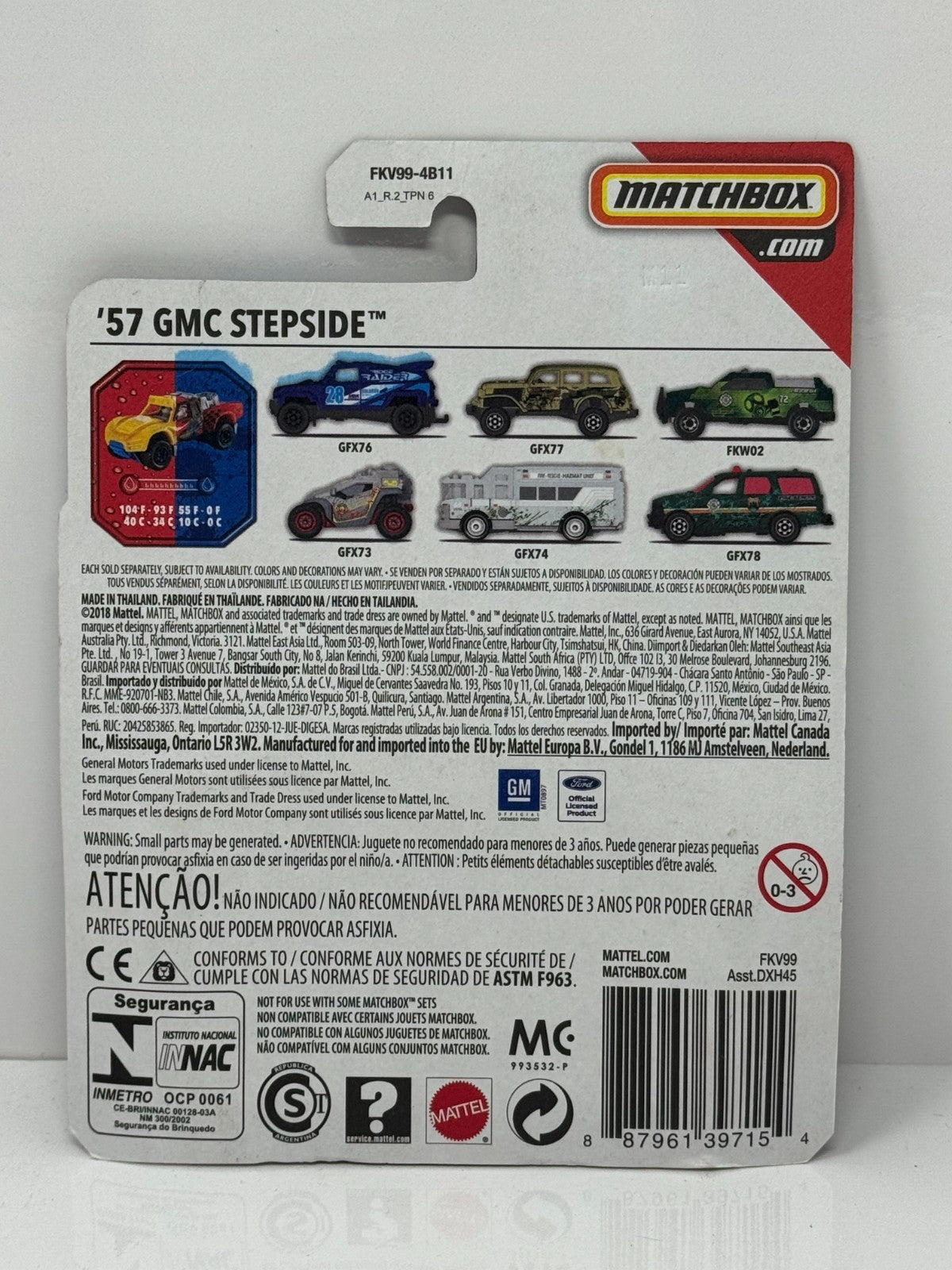 Matchbox Color Changers 1957 GMC Stepside 1:64 Diecast