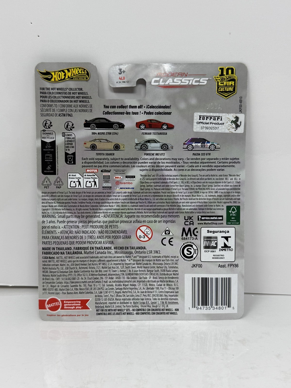 Hot Wheels Premium Modern Classics Ferrari Testarossa 1:64 Diecast