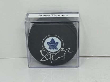 Steve Thomas Toronto Maple Leafs Signed NHL Autograph Puck Silver Auto