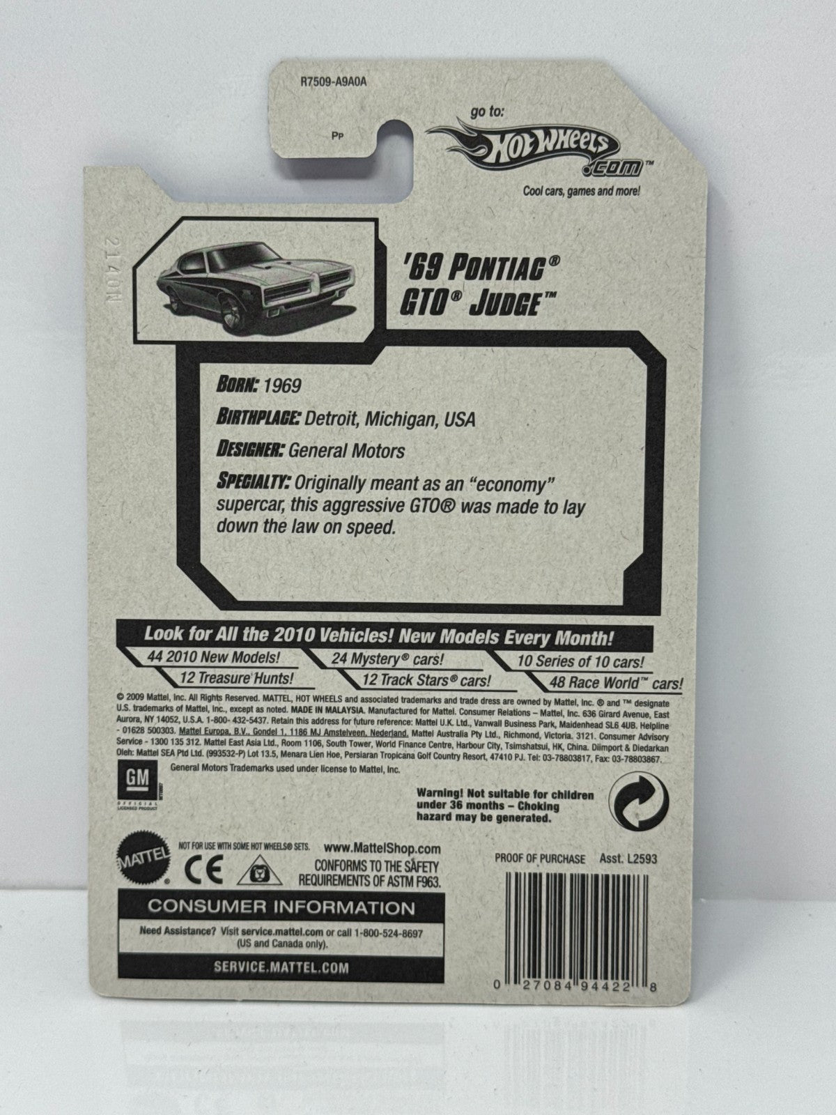 Hot Wheels Muscle Mania 1969 Pontiac GTO Judge 1:64 Diecast Factory Sealed