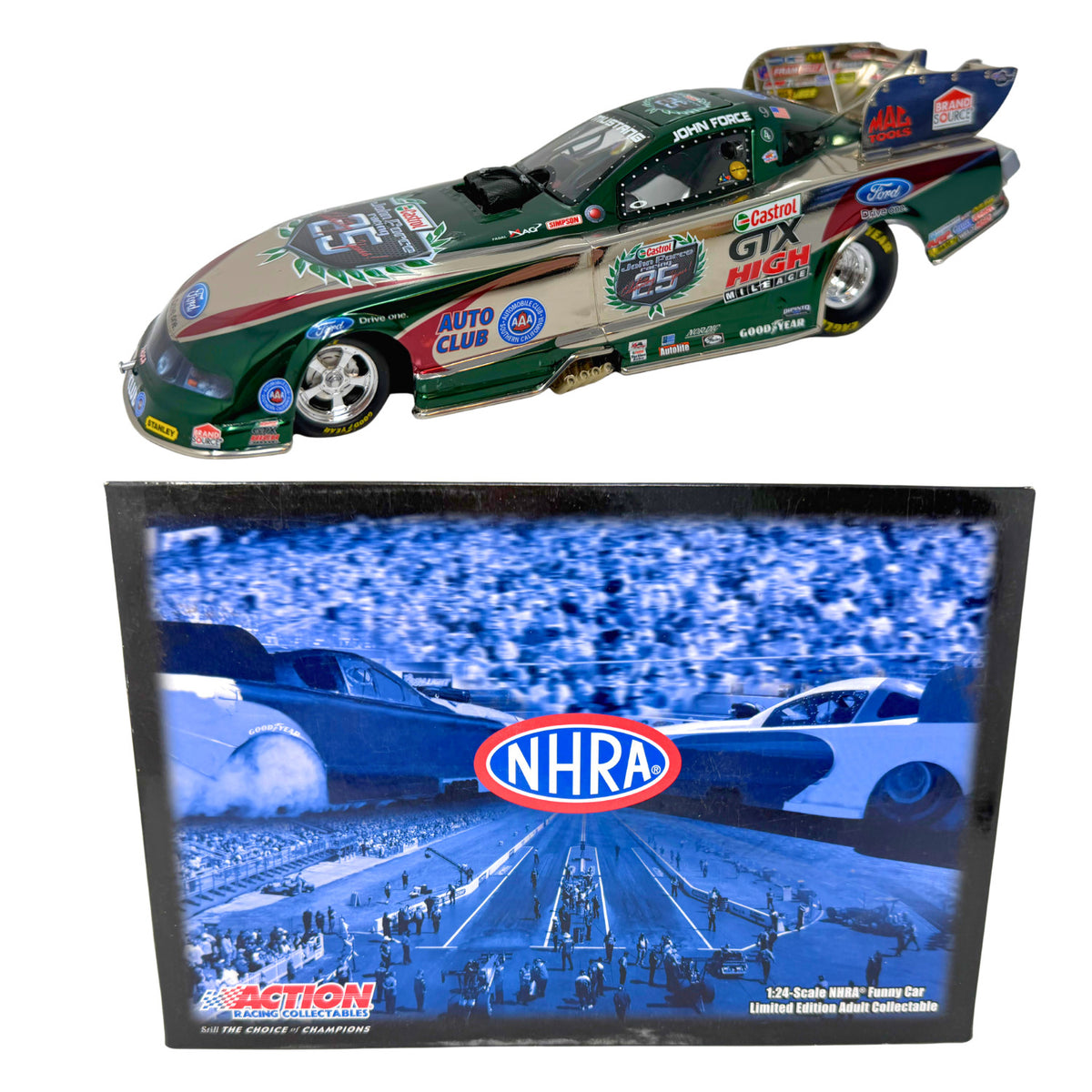 Action NHRA John Force Castrol 25th Anniversary 2010 Mustang 1:24 Diecast