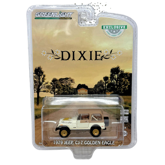 Greenlight Dixie 1979 Jeep CJ-7 Golden Eagle 1:64 Diecast Dukes of Hazzard Daisy
