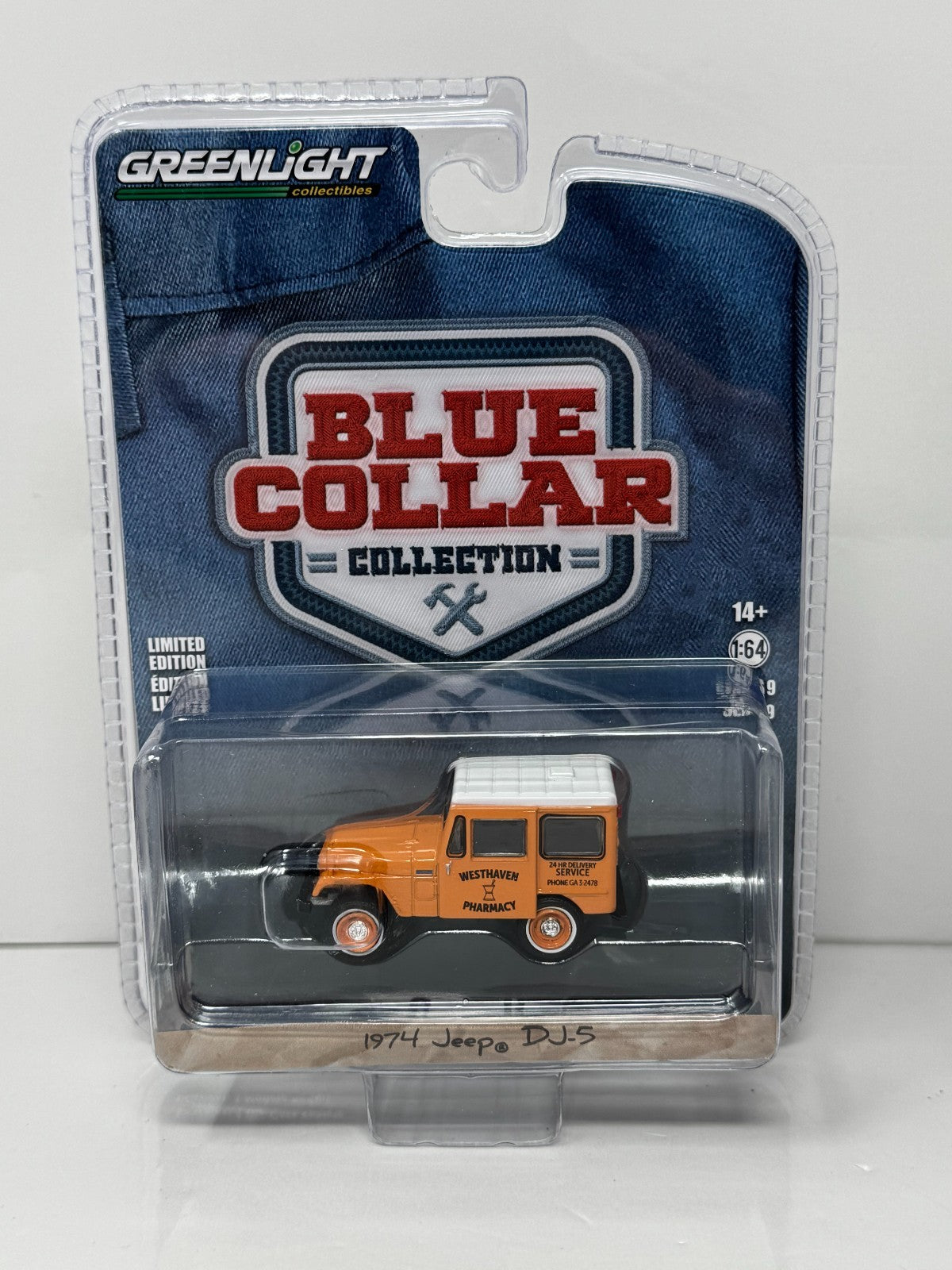 Greenlight Blue Collar Collection 1974 Jeep DJ-5 Westhaven Pharmacy 1:64 Diecast