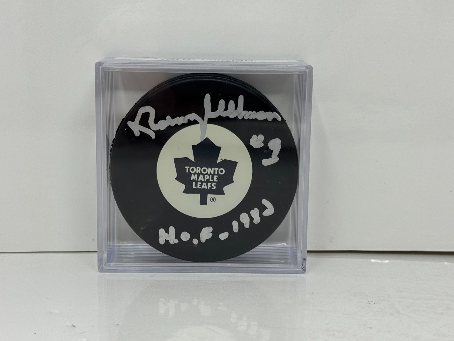 Norm Ullman Toronto Maple Leafs Signed NHL Autograph Puck Silver Auto