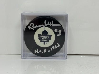 Norm Ullman Toronto Maple Leafs Signed NHL Autograph Puck Silver Auto