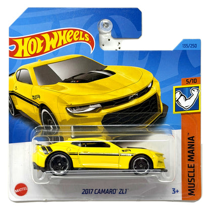 Hot Wheels Muscle Mania 2017 Chevrolet Camaro ZL1 1:64 Diecast Yellow Short Card
