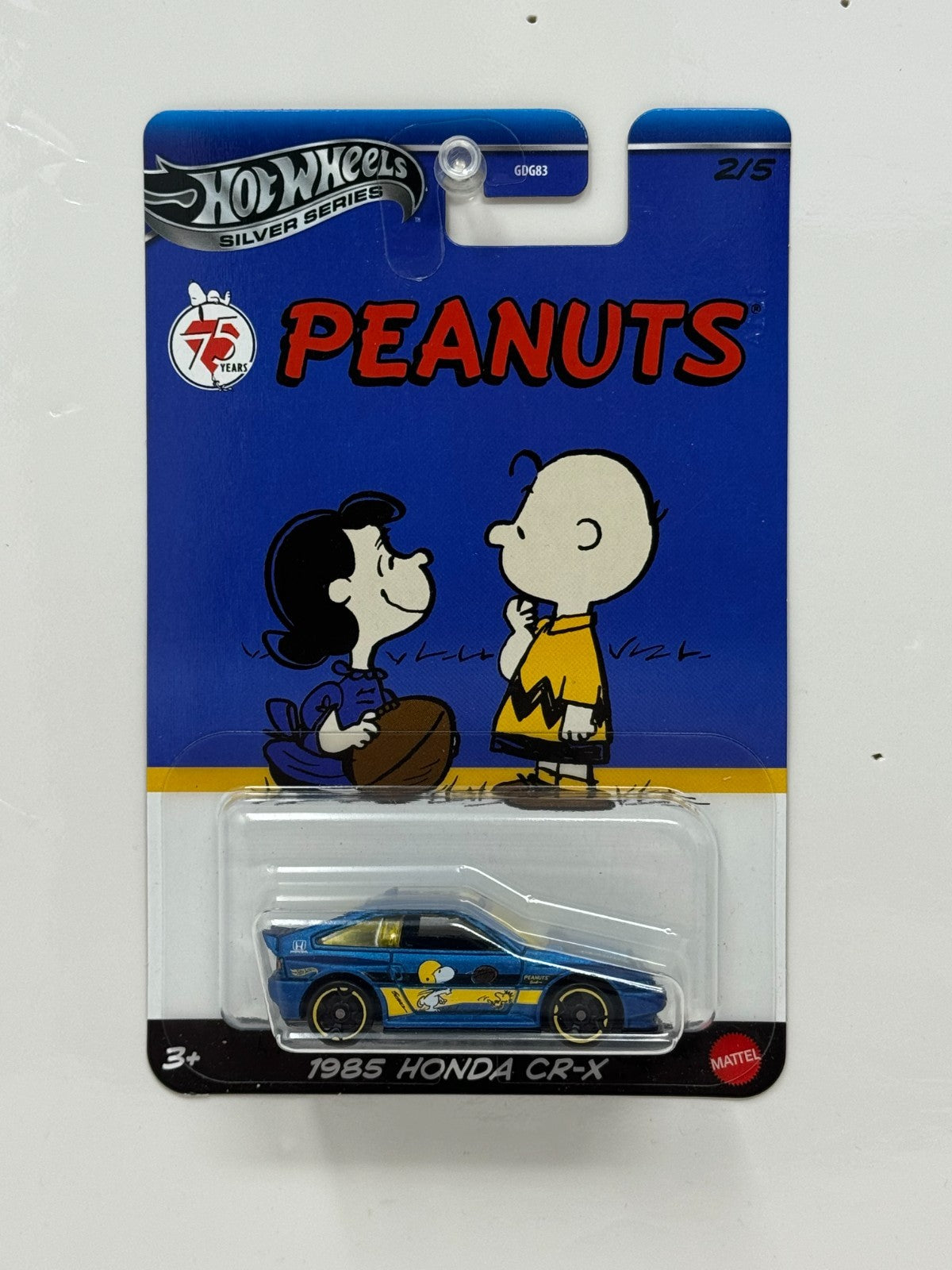 Hot Wheels Silver Series Peanuts 1985 Honda CR-X 1:64 Diecast Blue