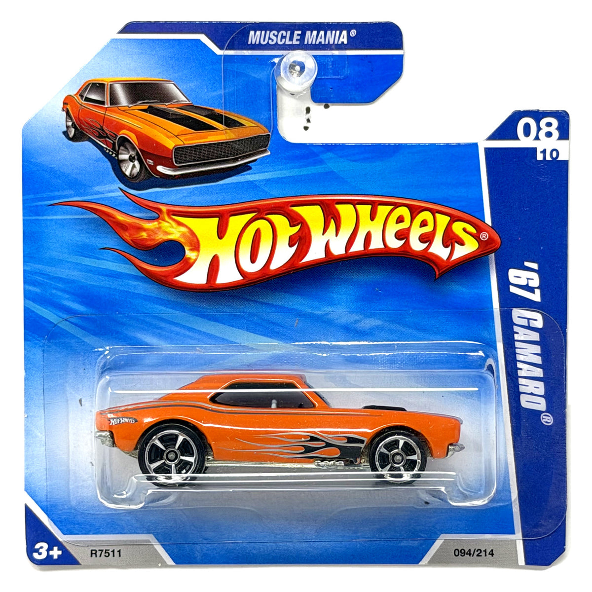 Hot Wheels Muscle Mania 1967 Chevrolet Camaro 1:64 Diecast Orange Short Card