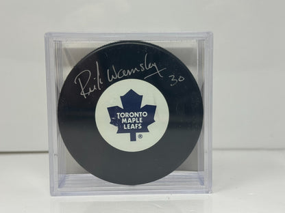 Rick Wamsley Toronto Maple Leafs Signed NHL Autograph Puck Silver Auto