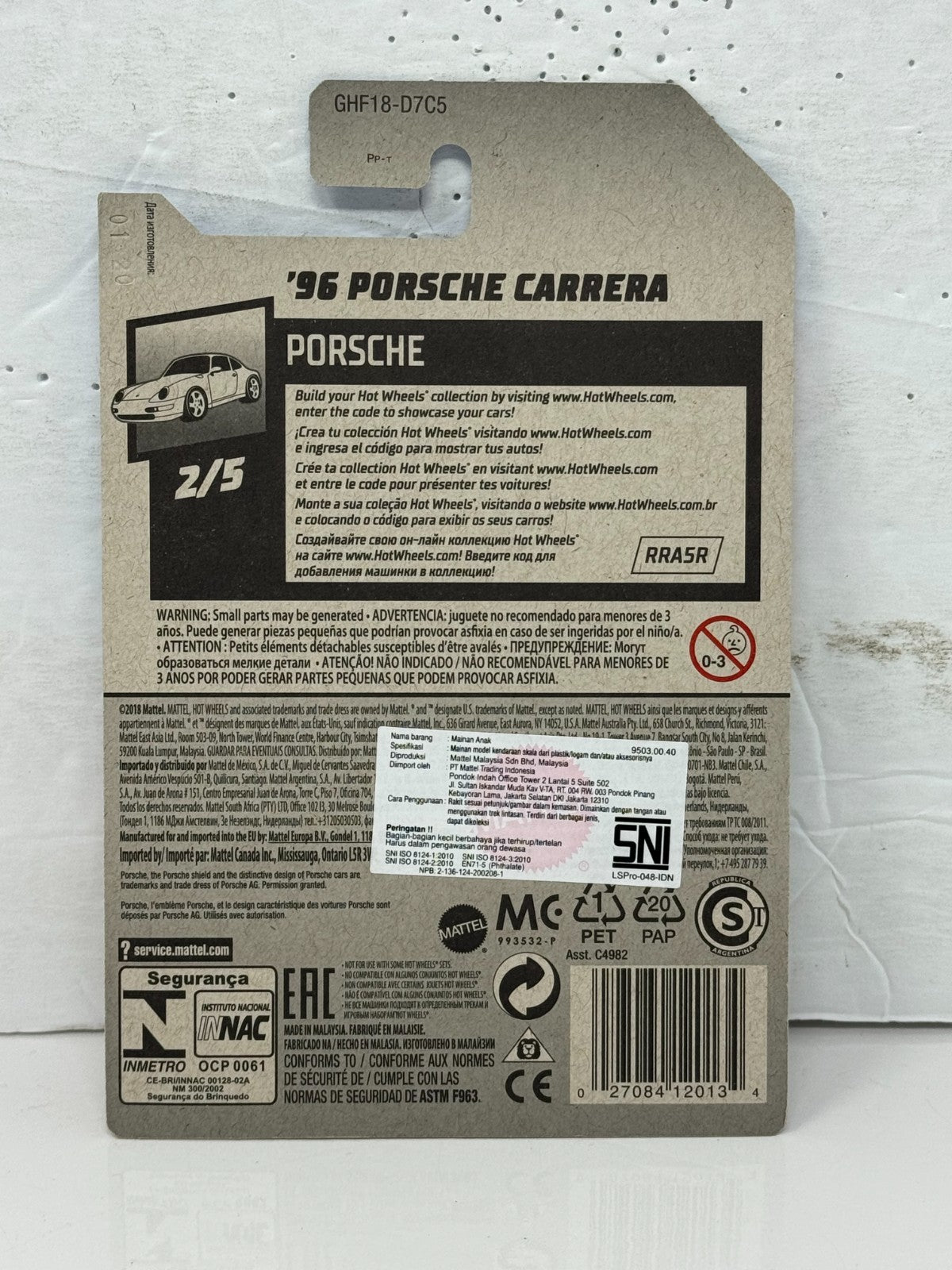 Hot Wheels Porsche 1996 Porsche Carrera 1:64 Diecast