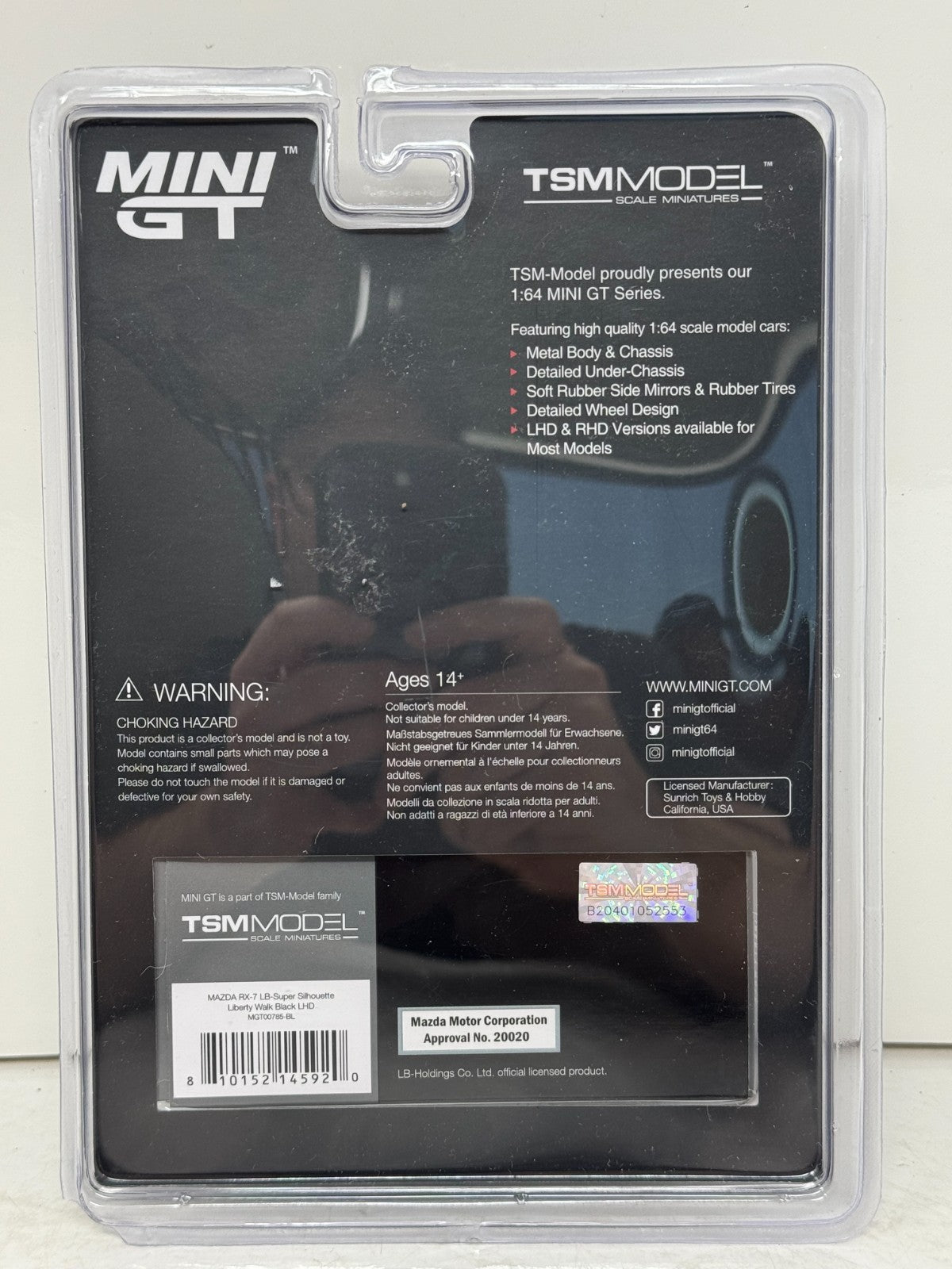 Mini GT Mazda RX-7 LB-Super Silhouette Liberty Walk Black 1:64 Diecast